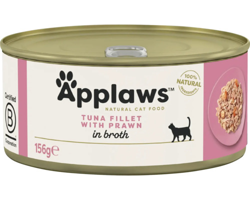 Hrană umedă pentru pisici Applaws Adult cu file de ton și creveți în supă 156 g