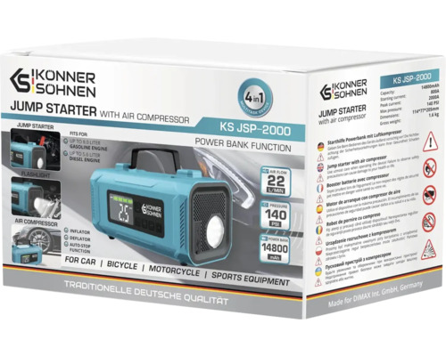 Starter Könner Söhnen cu compresor de aer în ambalajul produsului
