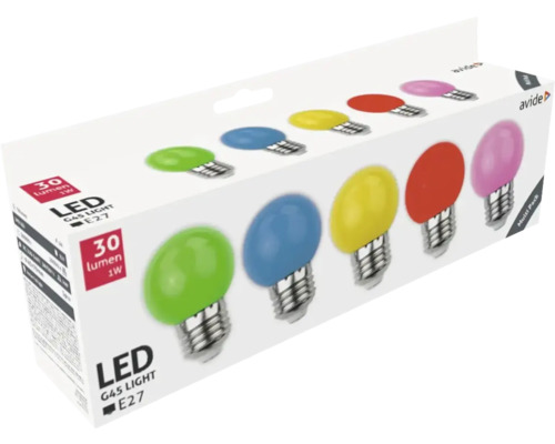 Pachet de becuri LED G45 multicolore cu soclu E27