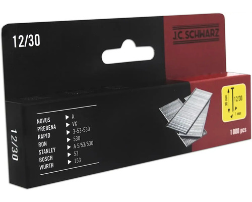 Cuie zincate JC Schwarz 12/30mm, 1000 buc. Capse J.C. Schwarz 12/30, pachet de 1000 bucăți