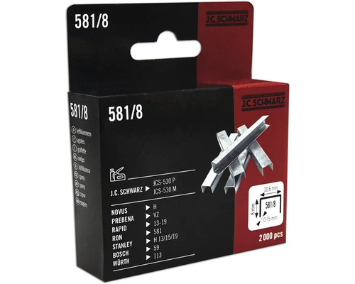 Capse zincate Jc Schwarz 530/8mm, 2000 buc. Capse JC Schwarz tip 581/8, 2000 bucăți