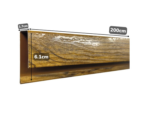 Profil decorativ din plastic, lungime 200 cm, lățime 1,7 cm și înălțime 6,1 cm