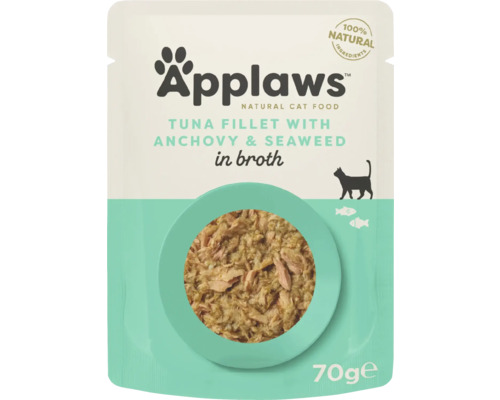 Hrană umedă pentru pisici Applaws Adult cu file ton și anșoa în sos 70 g