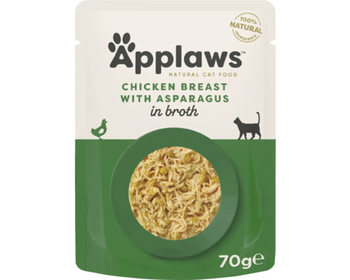 Hrană umedă pentru pisici Applaws Adult cu piept de pui și sparanghel în sos 70 g