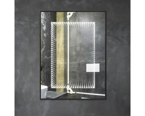 Oglindă dreptunghiulară cu iluminare LED în baie