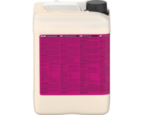 Canistră cu lichid de curățare cu informații pe etichetă.