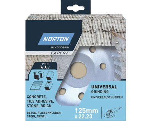 Disc abraziv universal Norton Saint-Gobain Expert 125 milimetri cu 22,23 pentru beton, adeziv pentru gresie, piatră și cărămidă în pachet