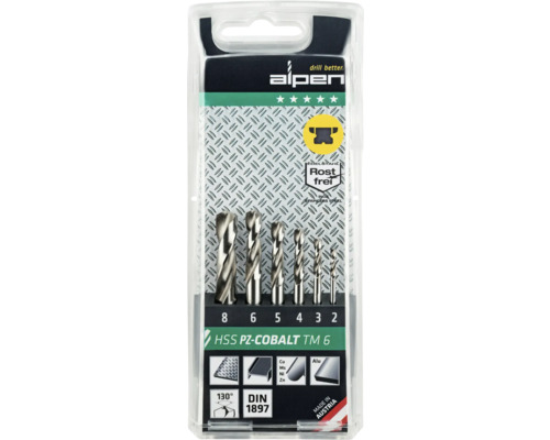 Set burghie metal HSS-Cobalt Alpen Ø2-8 mm, 6 piese | HORNBACH