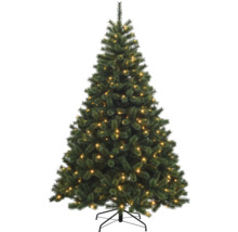 Brad artificial de Crăciun decorat cu iluminare