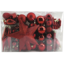 Set de decorațiuni pentru pomul de Crăciun cu stea, globuri și pandantive