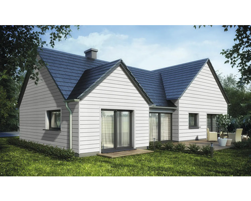 Casă unifamilială cu fațadă orizontală din lemn și acoperiș în două ape