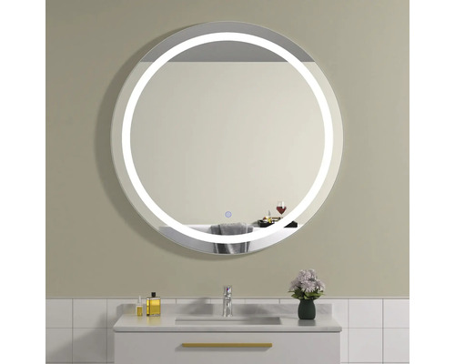Oglindă baie cu LED rotundă și funcție Touch 90 cm IP44 90-1-1