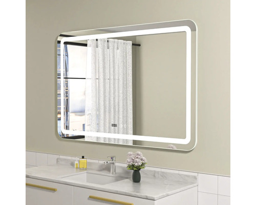 Oglindă dreptunghiulară cu iluminare cu LED în baie