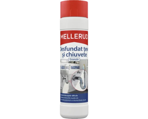Soluție desfundat țevi cu granule Mellerud 0,6kg Mellerud Granule pentru desfundat țevi pentru eliminarea blocajelor