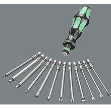 Set de biți Wera cu mâner de șurubelniță și biți diverși