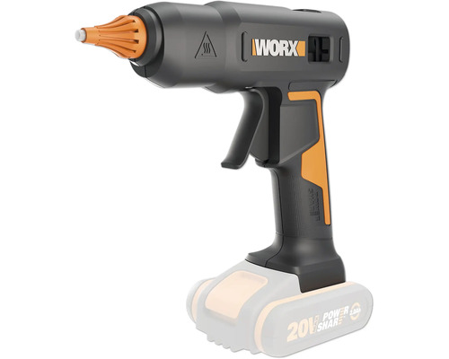 Pistol de lipit cu adeziv fierbinte, fără fir, cu duză portocalie de la Worx