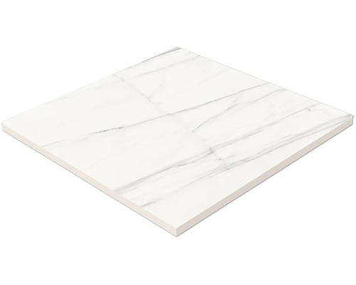 Placă de podea pătrată albă cu aspect de marmură