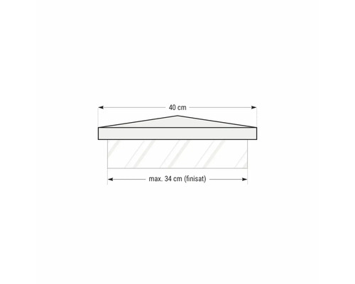 Desen tehnic al unui capac de stâlp triunghiular cu dimensiunile de 40 cm și maximum 34 cm