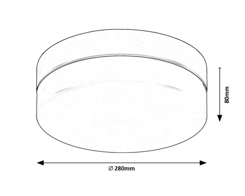 Desen tehnic al unei lămpi de tavan rotunde cu dimensiunile de 280 mm diametru și 80 mm înălțime.