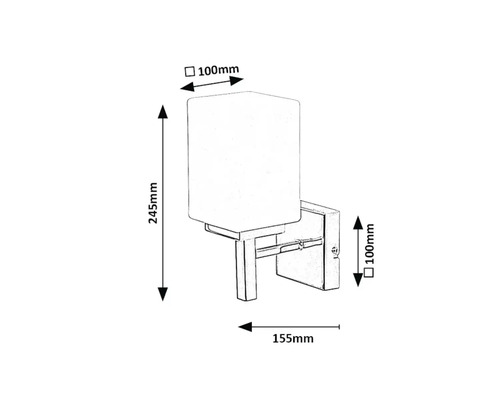Desen tehnic al unei lămpi de perete cu dimensiuni