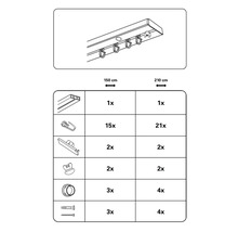 Set șină perdea plastic GK 1 canal neagră 150 cm