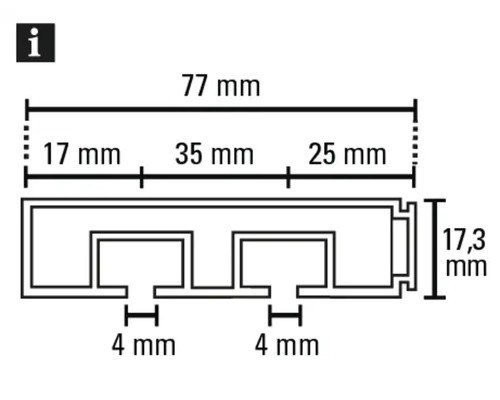 Desen tehnic al unui profil cu dimensiuni