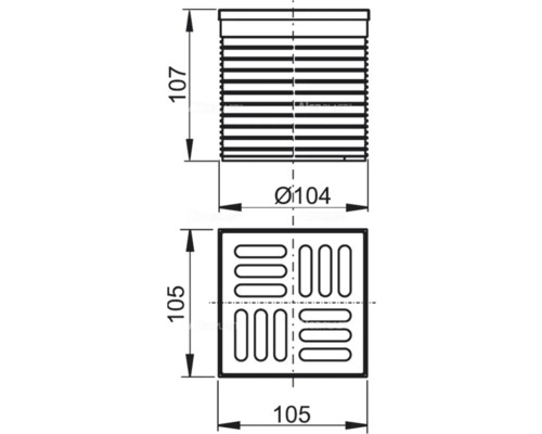 Desen tehnic al unui capac de gură de scurgere cu dimensiuni