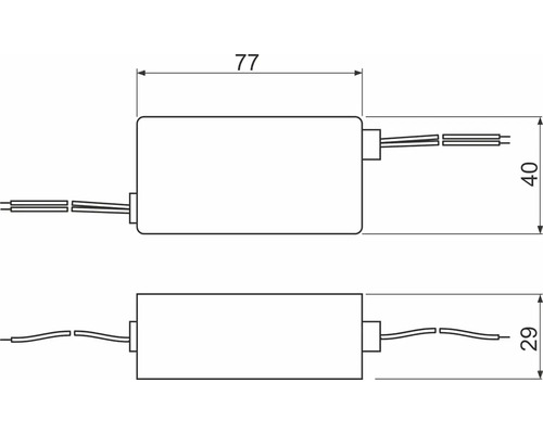 Reprezentare schematică a unui transformator electronic cu dimensiuni