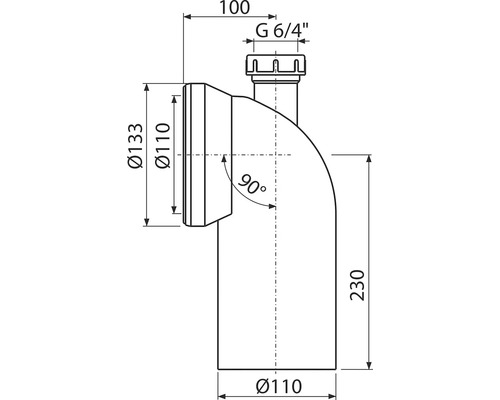 Desen tehnic al unui sifon cu dimensiuni
