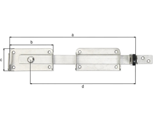 Zăvor metalic pentru poartă dublă Alberts 327x52 mm, oțel inoxidabil