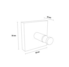 Schiță a unui suport de haine de perete cu dimensiunile de 50 x 50 x 49 milimetri