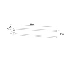 Imagine a unui suport pentru prosop cu dimensiunile de 480 mm lungime, 77 mm înălțime și 52 mm adâncime.