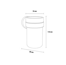 Desen tehnic al unui recipient cu dimensiunile de 70 mm, 98 mm și 110 mm.
