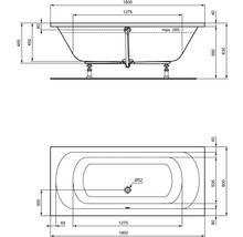 Desen tehnic al unei căzi cu dimensiuni