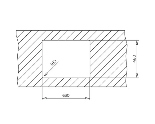 Desen tehnic cu dimensiunile 630 și 480, plus R10