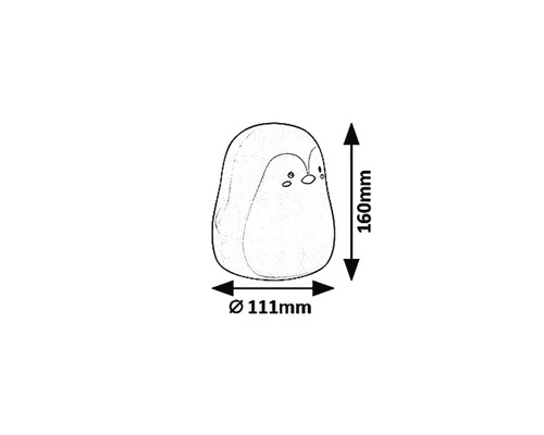 Desen tehnic al unei lămpi pinguin, înălțime 160 mm, diametru 111 mm