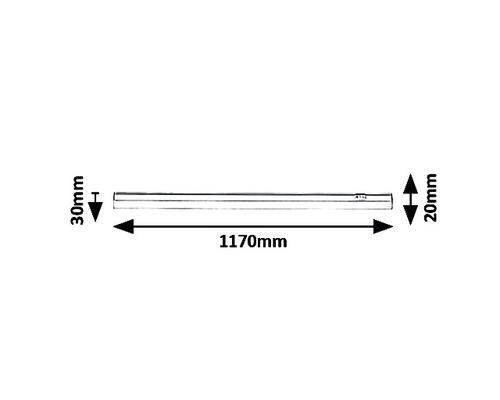 Profil din aluminiu cu dimensiunile de 1170 mm lungime, 30 mm înălțime și 20 mm lățime.