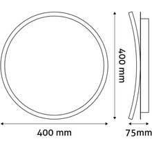 Desen tehnic al unei oglinzi rotunde cu dimensiunile de 400 mm în diametru și 75 mm în profunzime