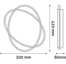 Desen tehnic al unei lămpi cu dimensiunile de 300 mm lățime, 420 mm înălțime și 80 mm adâncime.