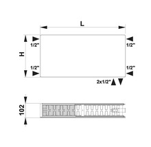 Desen tehnic al unui radiator cu dimensiuni