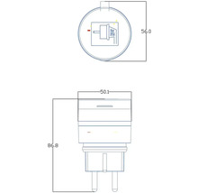 Desen tehnic al unei prize cu dimensiuni