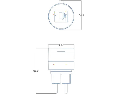 Desen tehnic al unei prize cu dimensiuni