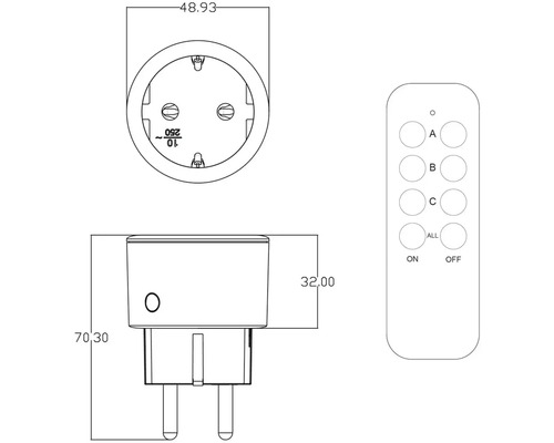 Dimensiunile unei prize wireless cu telecomandă