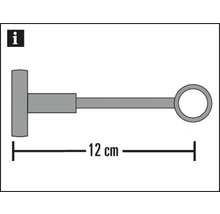 Schema unui suport de galerie cu dimensiunile de doisprezece centimetri.