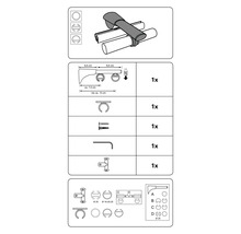 Ilustrație a unei bare de haine cu instrucțiuni de asamblare și accesorii