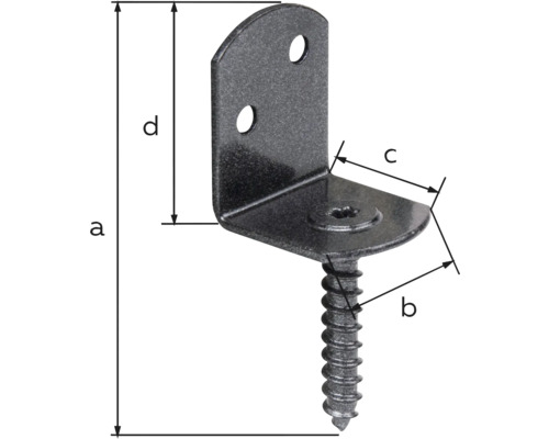 Conector unghiular cu șurub și indicații de măsurare