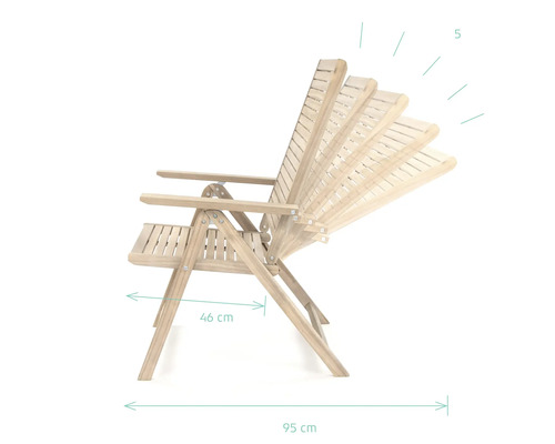 Scaun de grădină reglabil din lemn cu dimensiuni