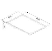 Desen tehnic al unui cadru cu dimensiunile de 130 pe 190 de centimetri și o lățime a cadrului de 4 centimetri