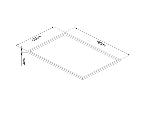 Desen tehnic al unui cadru cu dimensiunile de 130 pe 190 de centimetri și o lățime a cadrului de 4 centimetri