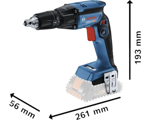 Mașină de înșurubat gips-carton Bosch cu dimensiuni